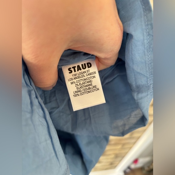 Staud mini Wells fit and flare dress in cornflower blue - Picture 5 of 5